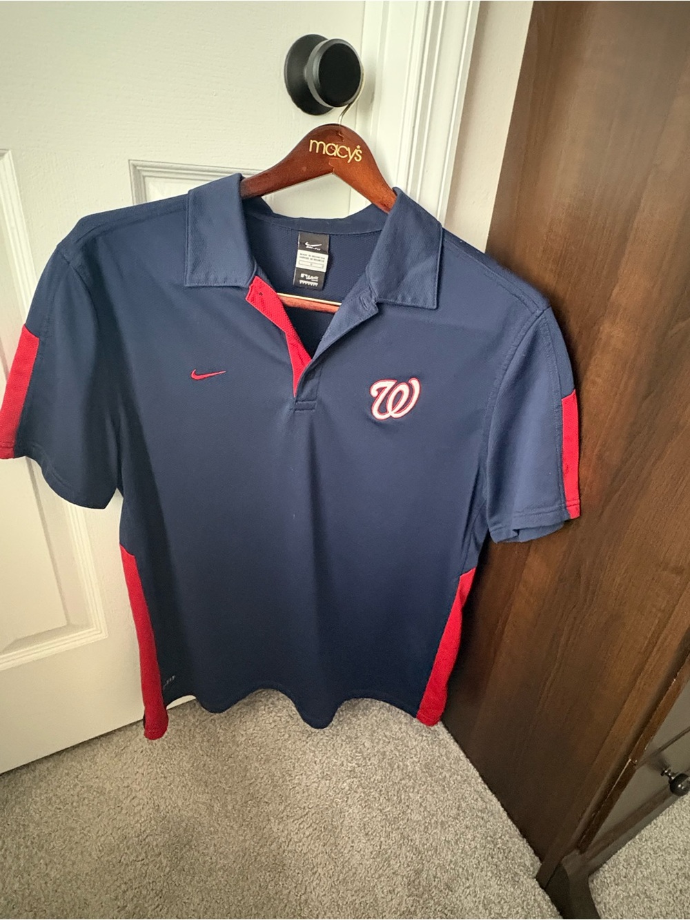 Nike Navy Polo with Red Accents and Washington 'W'